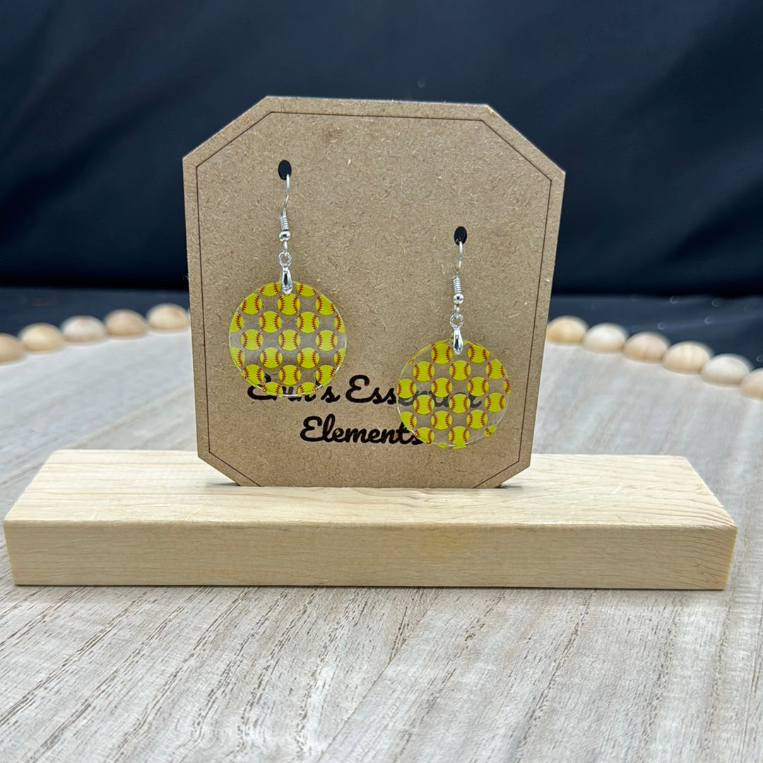 Softball Acrylic Earrings