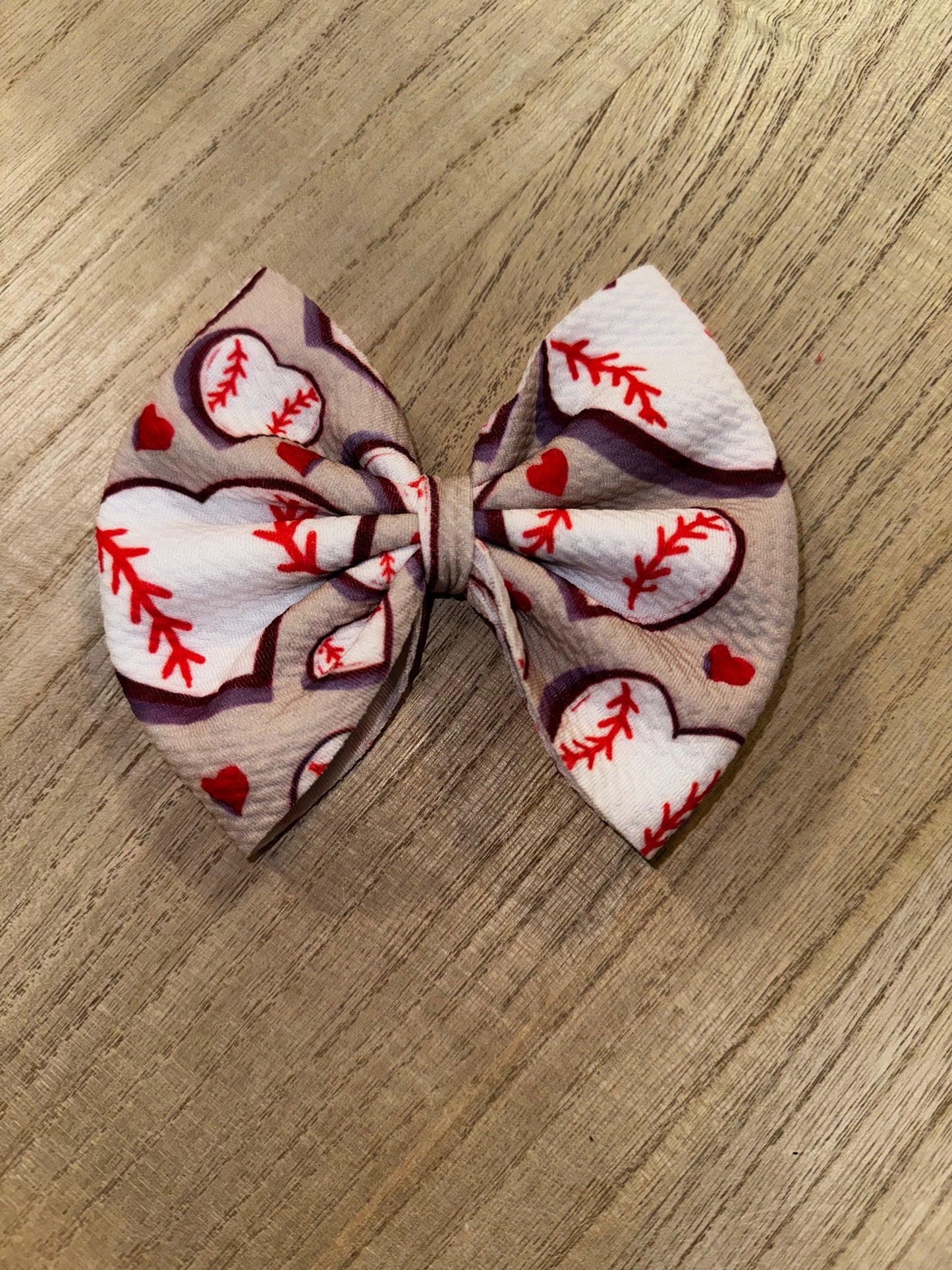 5” Heart Baseball Bow