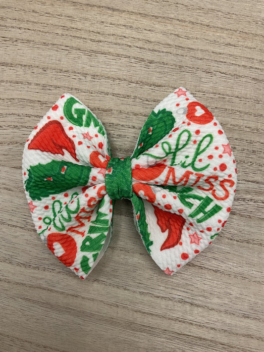 Lil Miss Grinch 5” Bullet Fabric Bow