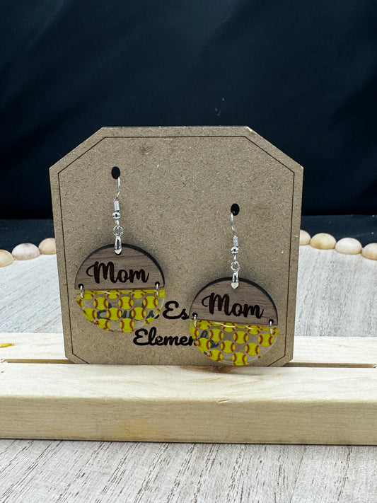 Softball Mom Acrylic Earrings